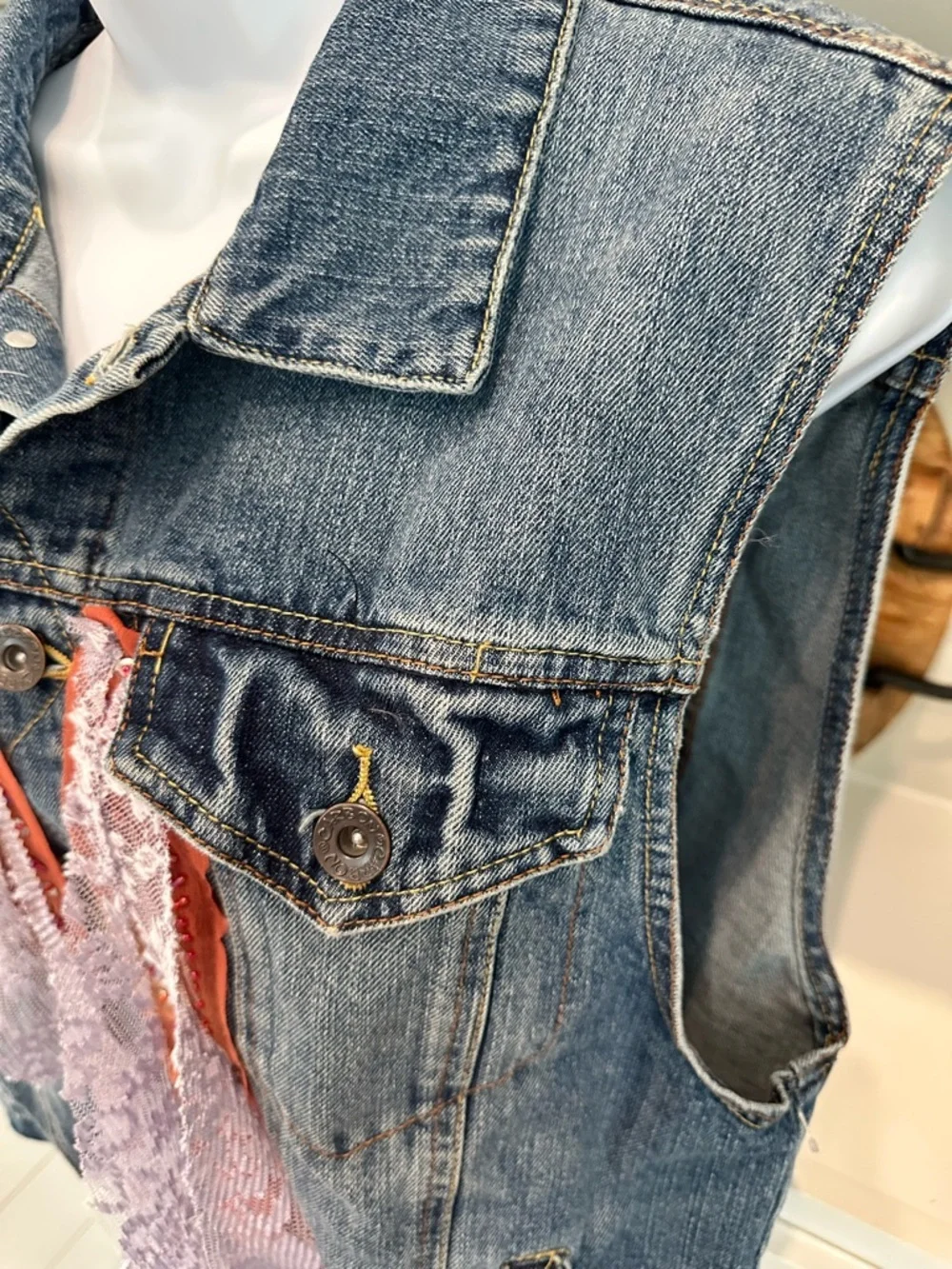 Custom Made Boho Denim Vest and Waist Wrap - Picture 5 of 16